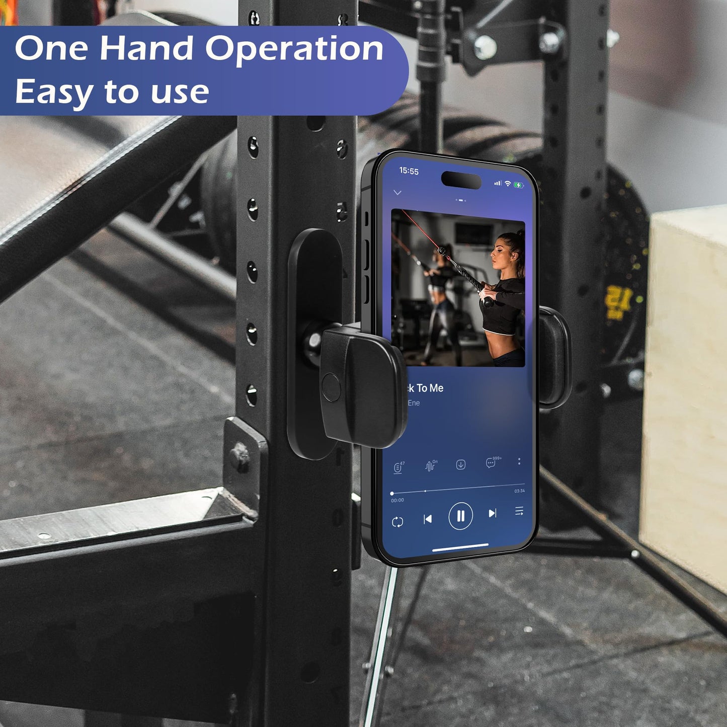 WiwiIron Magnetic Phone Holder for Gym, Portable Gym Magnetic Phone Holder, 360 Degree Adjustable, Compatible with 4.7-6.5’’ Smartphones (Black)