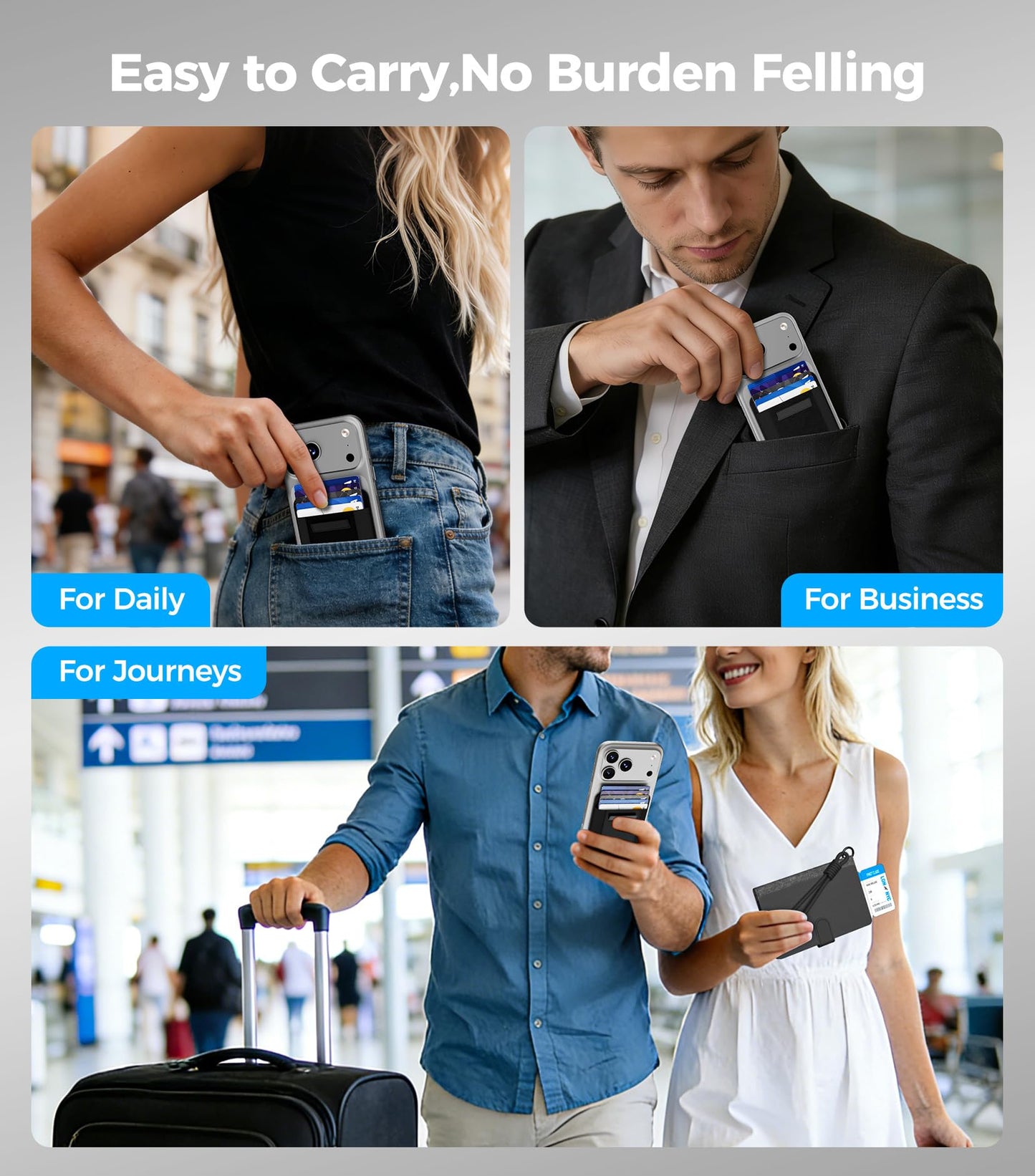 APTMAPT for MagSafe Wallet Works with Apple Find My, 5-Card RFID Holder with Pop-Up Strap, Strong Magnetic Wallet for iPhone 17/16/15/14/13/12 Pro Max