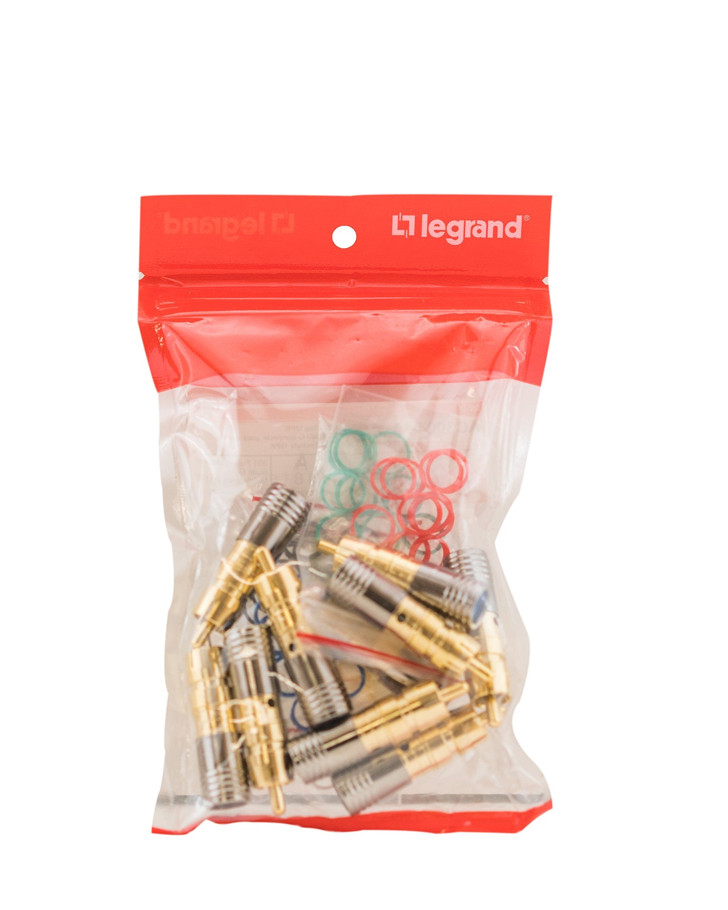 Legrand - OnQ RG6 Compression Quad Shield Connector, RCA Plug, Male to Male Coaxial Cable, Gold Connector, AC300410 , 10 Pack