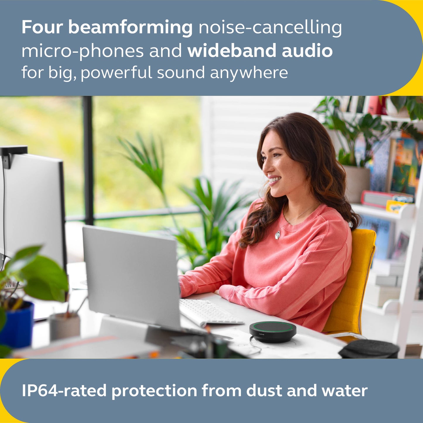 Jabra Speak2 40 Portable Speakerphone - 4 Noise-Cancelling Mics, Full-Range 50mm Portable Speaker, Wideband Audio and USB-A and USB-C Connections