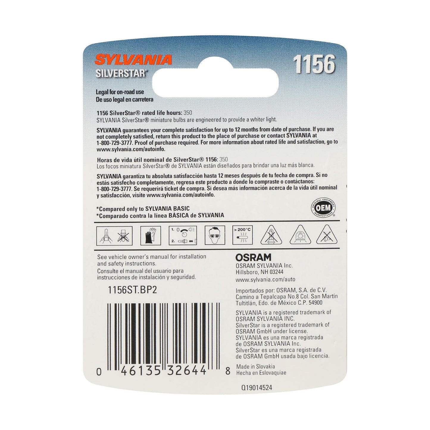 SYLVANIA 1156 SilverStar Mini Bulb, Daytime Running Light, 2 Bulbs