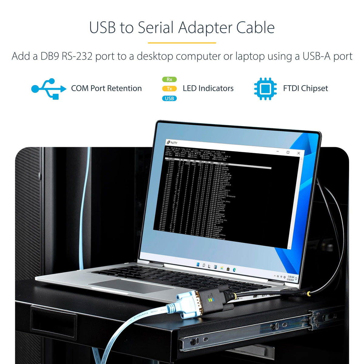 StarTech 6ft USB to Serial Adapter Cable, FTDI (1P6FFC-USB-SERIAL)