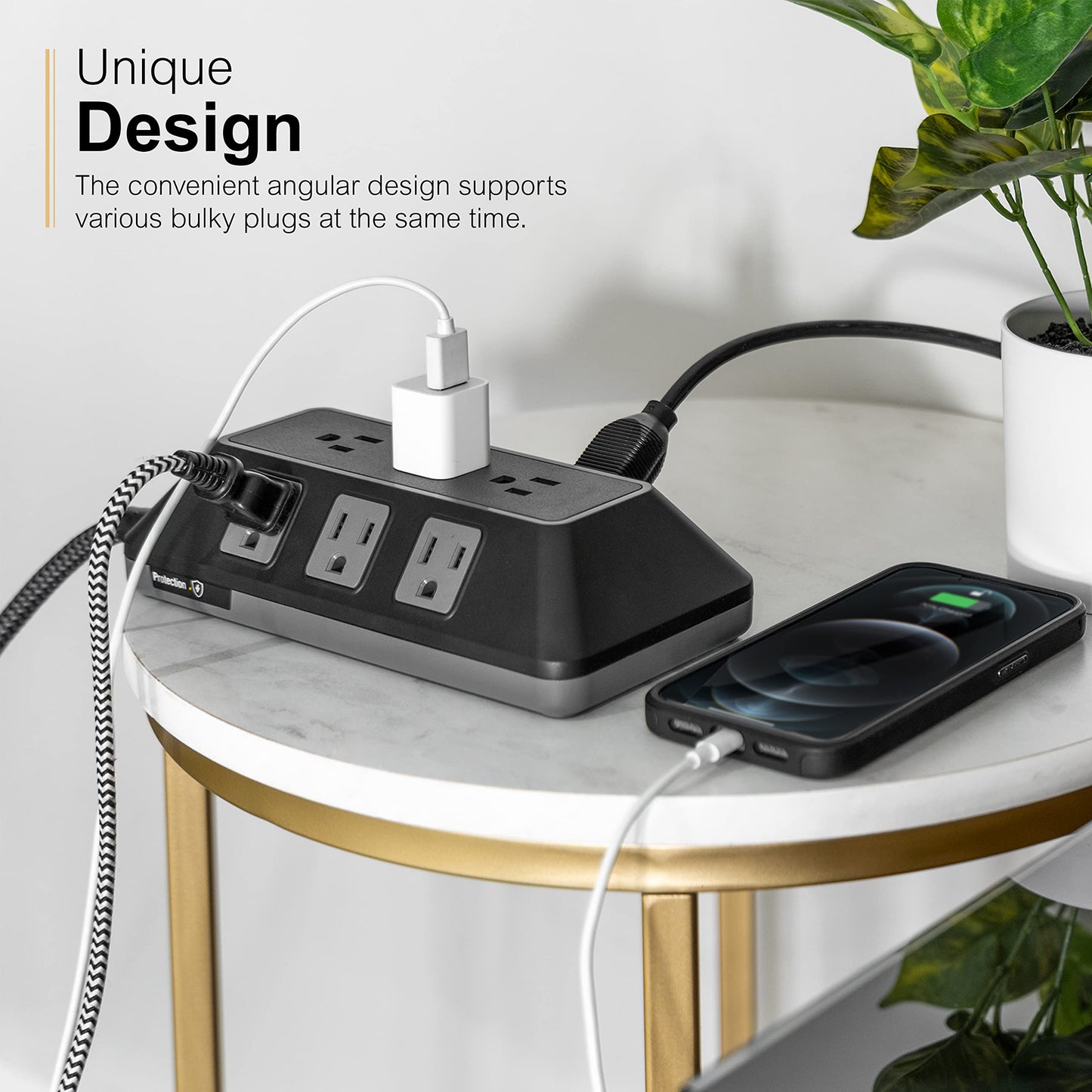 GE UltraPro 9-Outlet Surge Protector, 8', Black