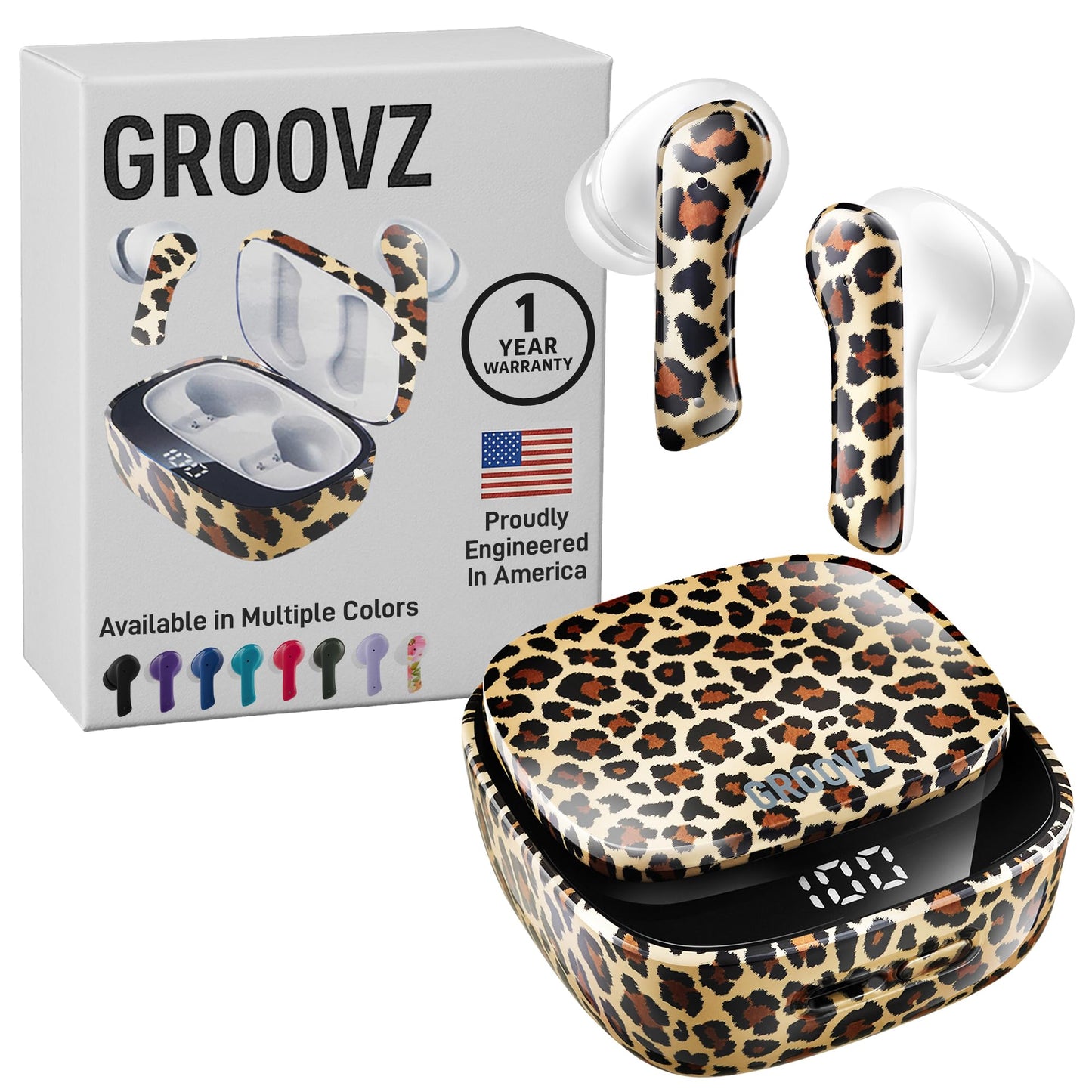 Groovz True Wireless Earbuds with Charging Case - Designed and Engineered in the USA - IPx4 Water Resistant Bluetooth Earbuds Compatible with Apple…