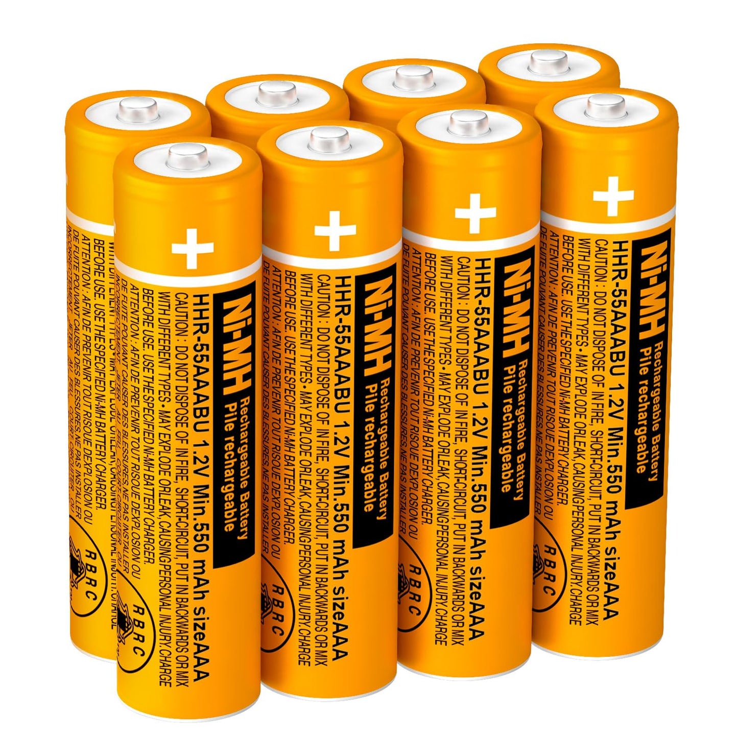 BENNTOP 8 Pack NI-MH AAA Rechargeable Battery 550mah 1.2V AAA Batteries for Panasonic Cordless Phones,Remote Controls,Electronics HHR-55AAABU