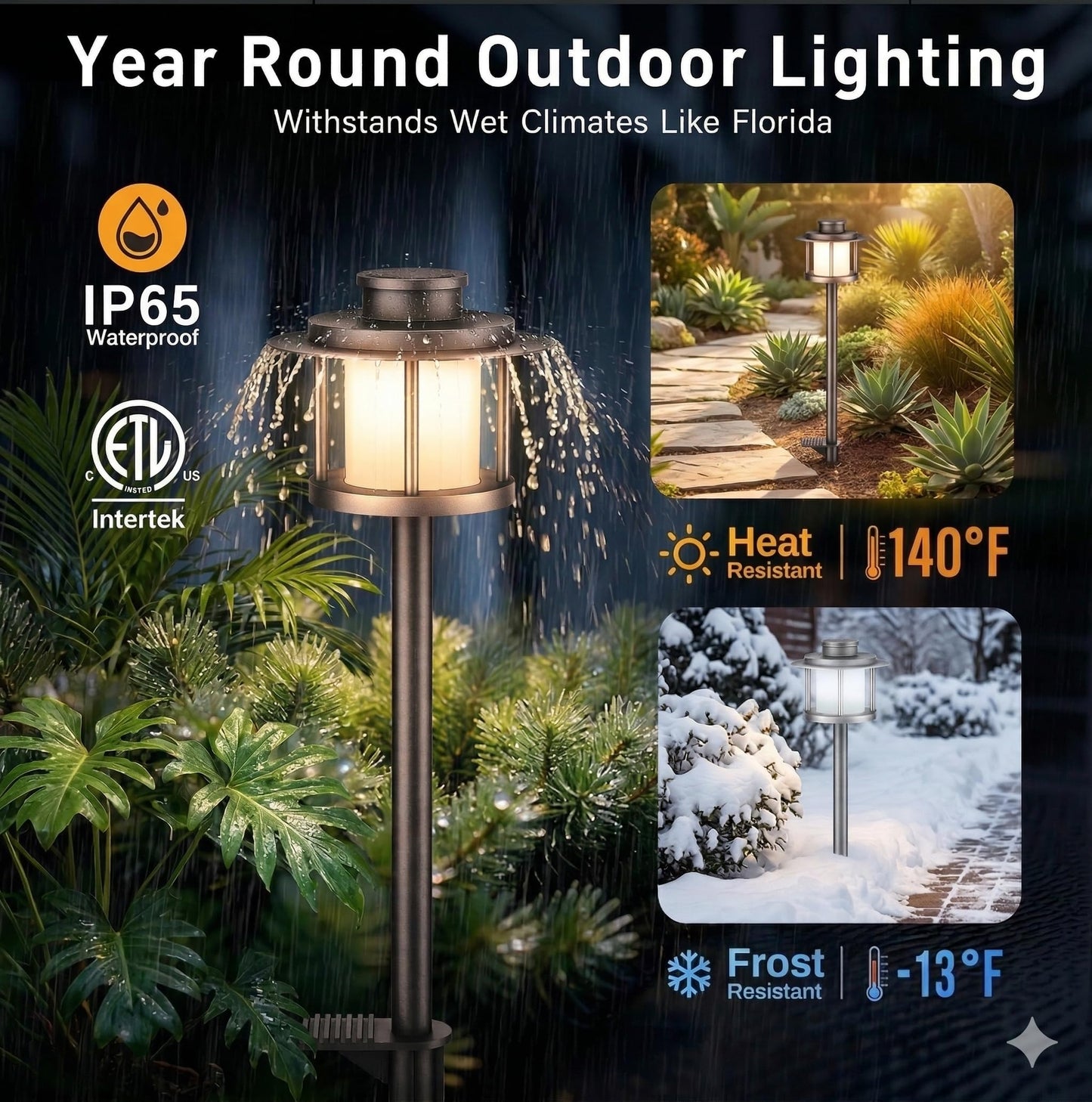 HIBOITEC 1-Pack 5CCT Low Voltage LED Pathway Lights 5W 12-24V 2700/3000/3500/4000/5000K, Aluminum Waterproof Outdoor Landscape Lighting (Transformer