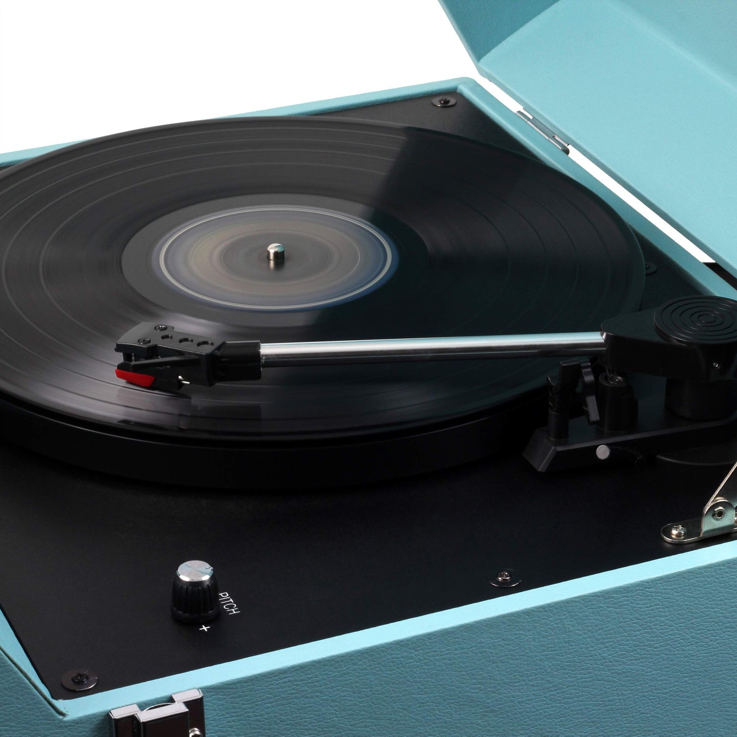 Studebaker Floor Stand Turntable, Bluetooth Receiver, CD Player, FM Radio, Wood Cabinet, 3W RMS Speakers x 2, (Teal)