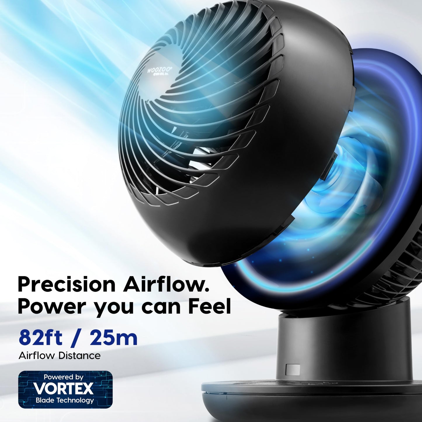 IRIS USA WOOZOO Air Circulator Fan with Remote, 8 Speeds, DC Motor, Black