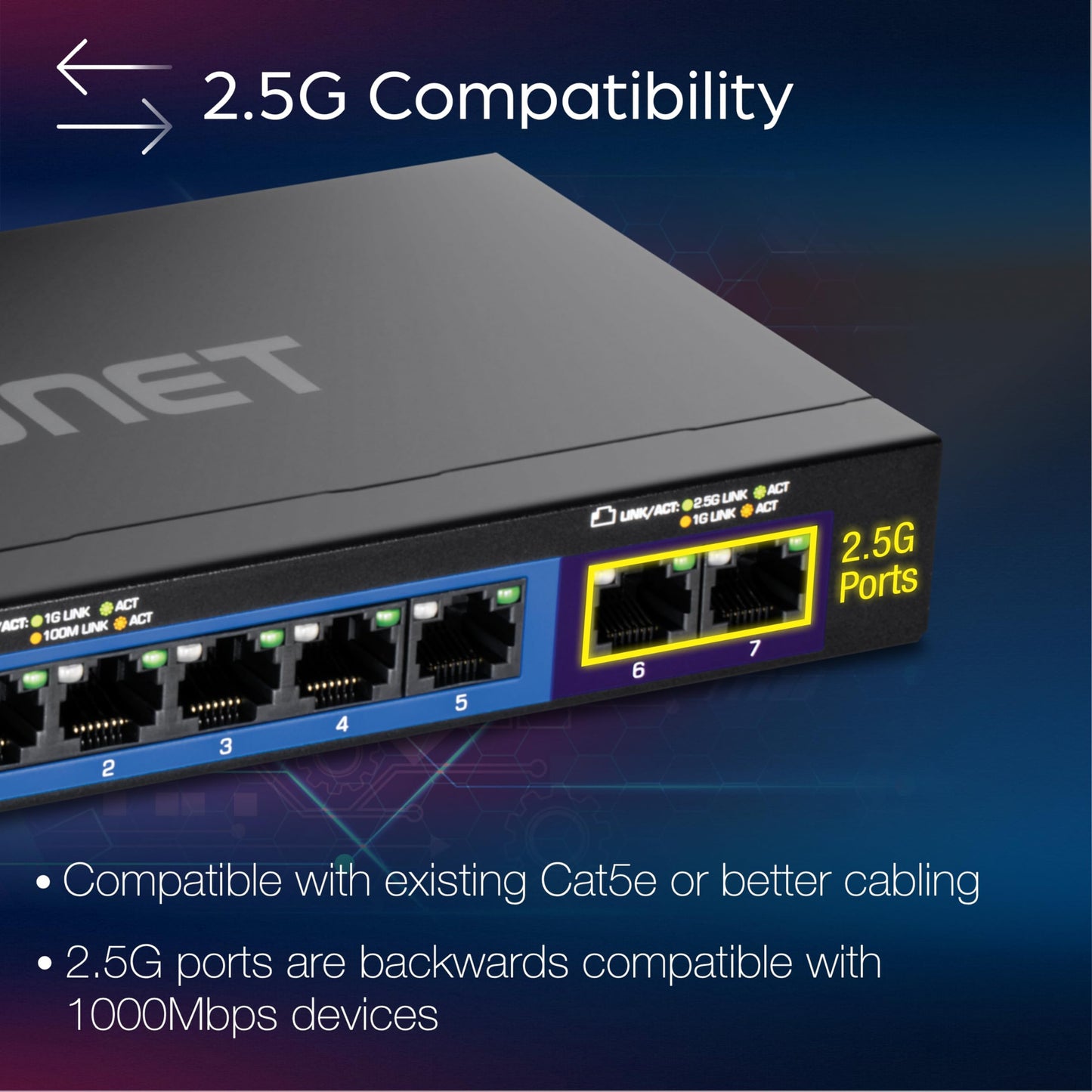 TRENDnet 7-Port Multi-Gig Gaming Switch, TEG-S327