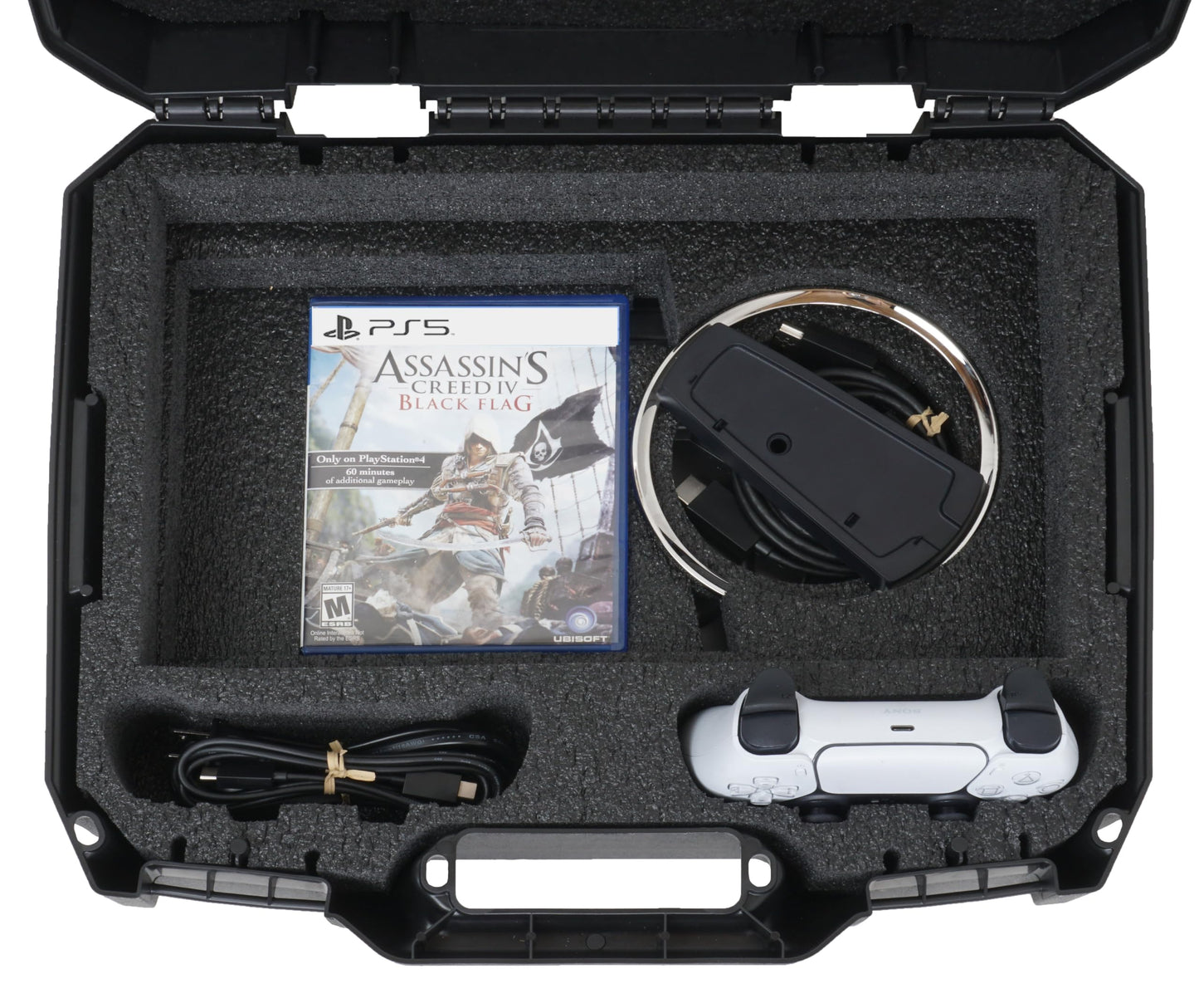 Case Club Hard Case to fit PS5 Slim - Compact Carrying Case Includes Custom Slots for 1 Game, Stand & 1-2 Controllers (PlayStation 5 Slim)