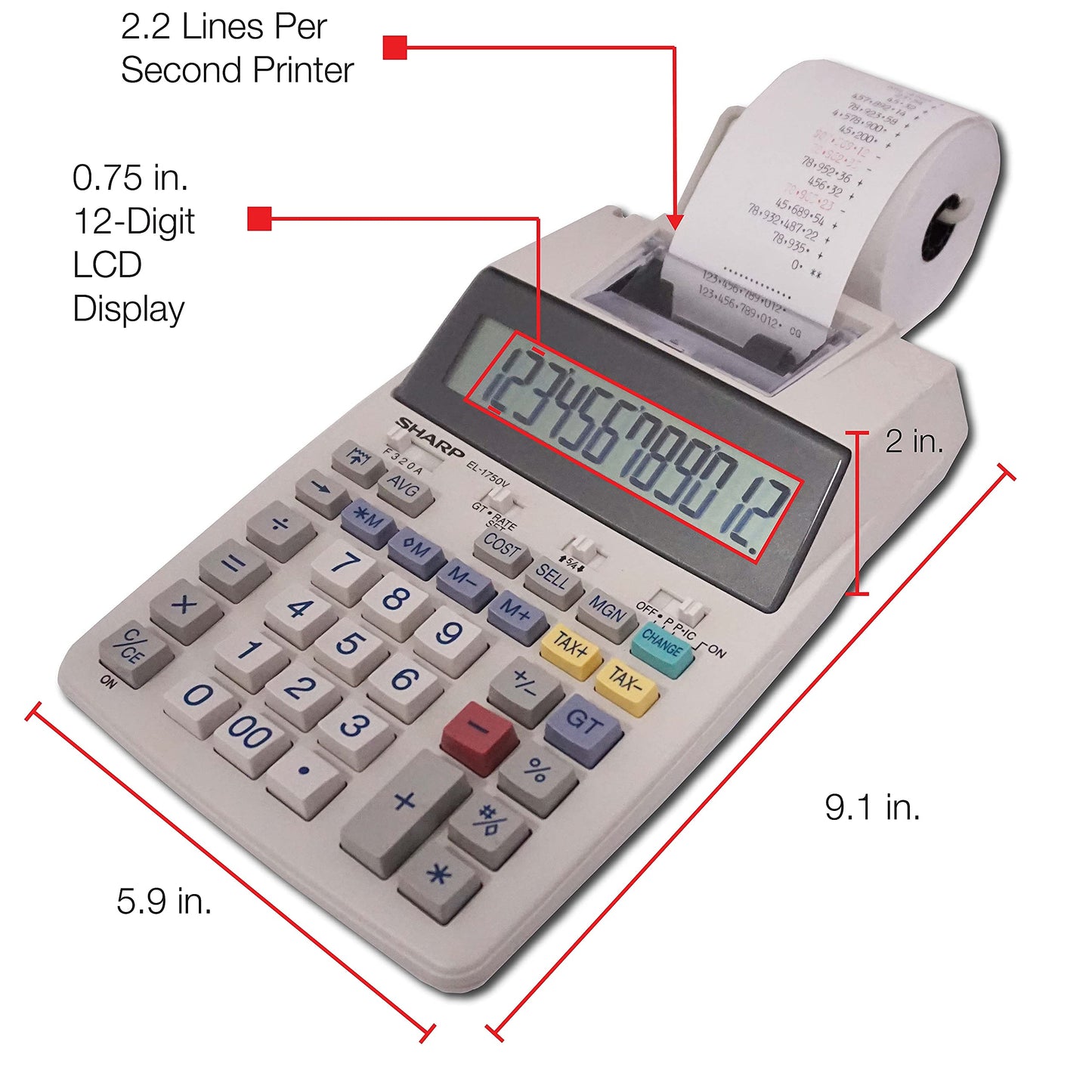 PRINTNG CALC 12DGT LCD