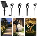 pearlstar Solar Spot Lights Outdoor Palm Tree Uplights 4pack 2-in-1 Stake&Wall Mounted Landscape Spotlights IP65 Waterproof for Flag Pool Yard Garden