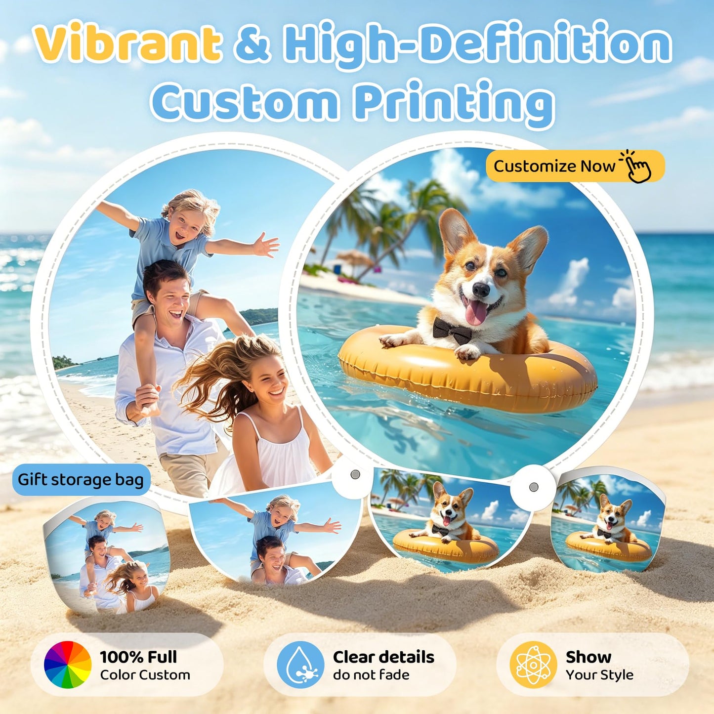 Custom Foldable Hand Fans Bulk with Pouch, Personalized Logo for Events?50)