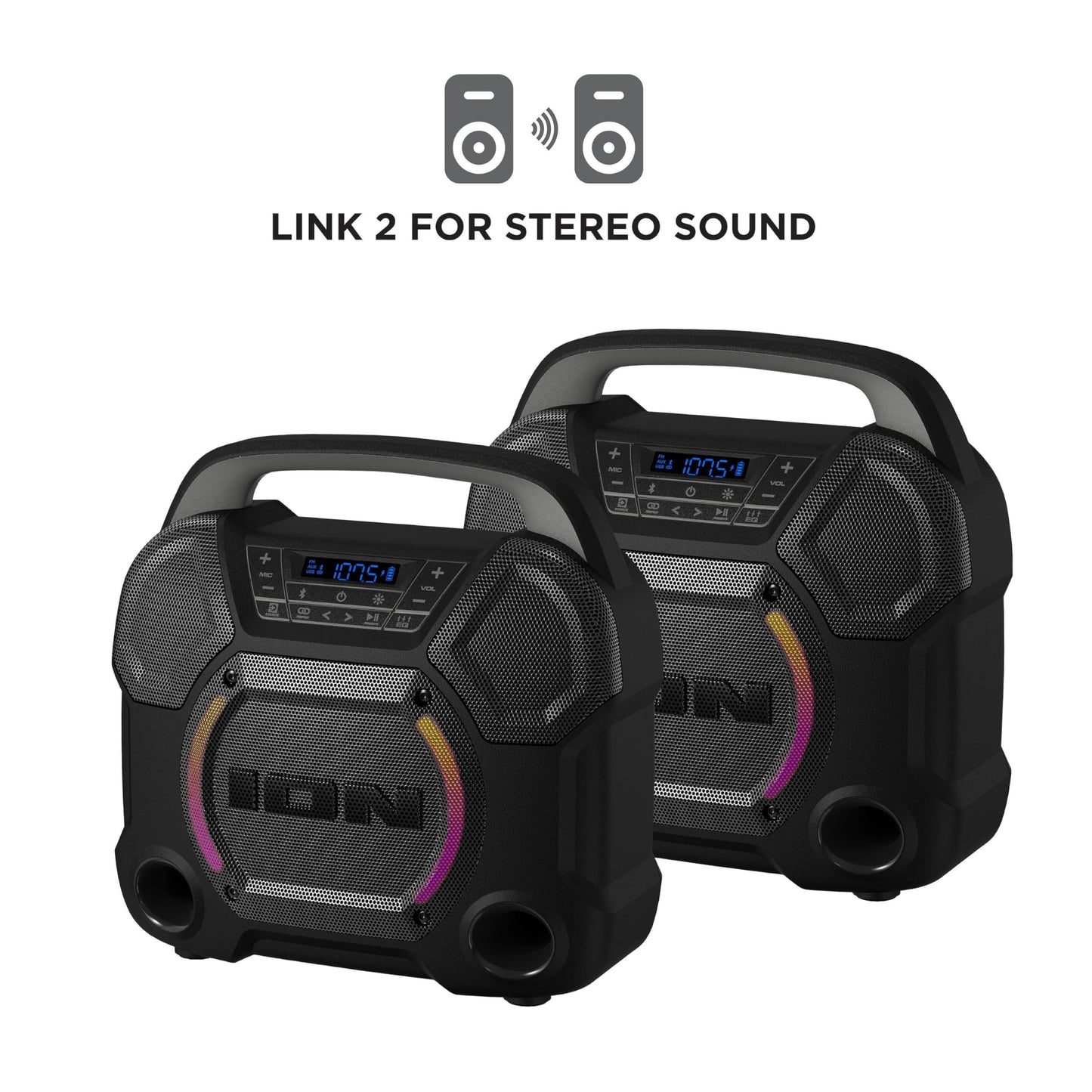 ION Audio All-Weather Bluetooth Speaker with Premium Wide Sound, Three Speakers (Renewed)