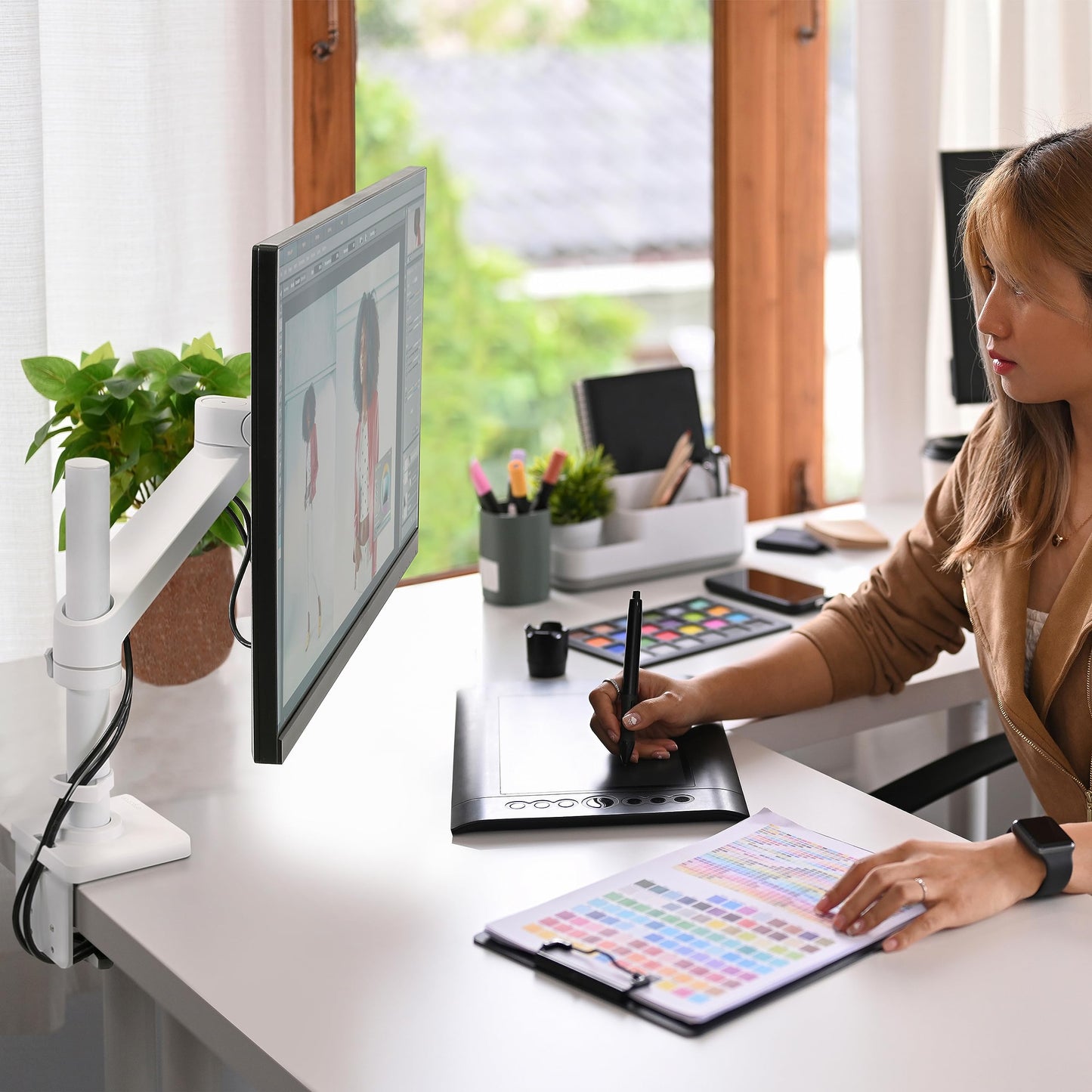Ergotron - NX Single Monitor Arm, VESA Desk Mount - for Monitors Up to 34 Inches, 0 to 18 lbs - White