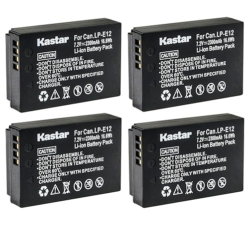 Kastar 4-Pack LP-E12 Battery 7.2V 2300mAh Replacement for Canon EOS 100D, EOS M, EOS M2, EOS M10, EOS M50, EOS M50 Mark II, EOS M100, EOS M200, EOS