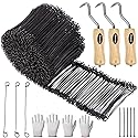 Breezliy 1000Pcs Double Loop Rebar Wire Bar Ties, 6.1" Double Loop, 16 Gauge, Black Steel, 10 Plastic Cable Ties, 3 Wire Tie Twisters, 2 Gloves
