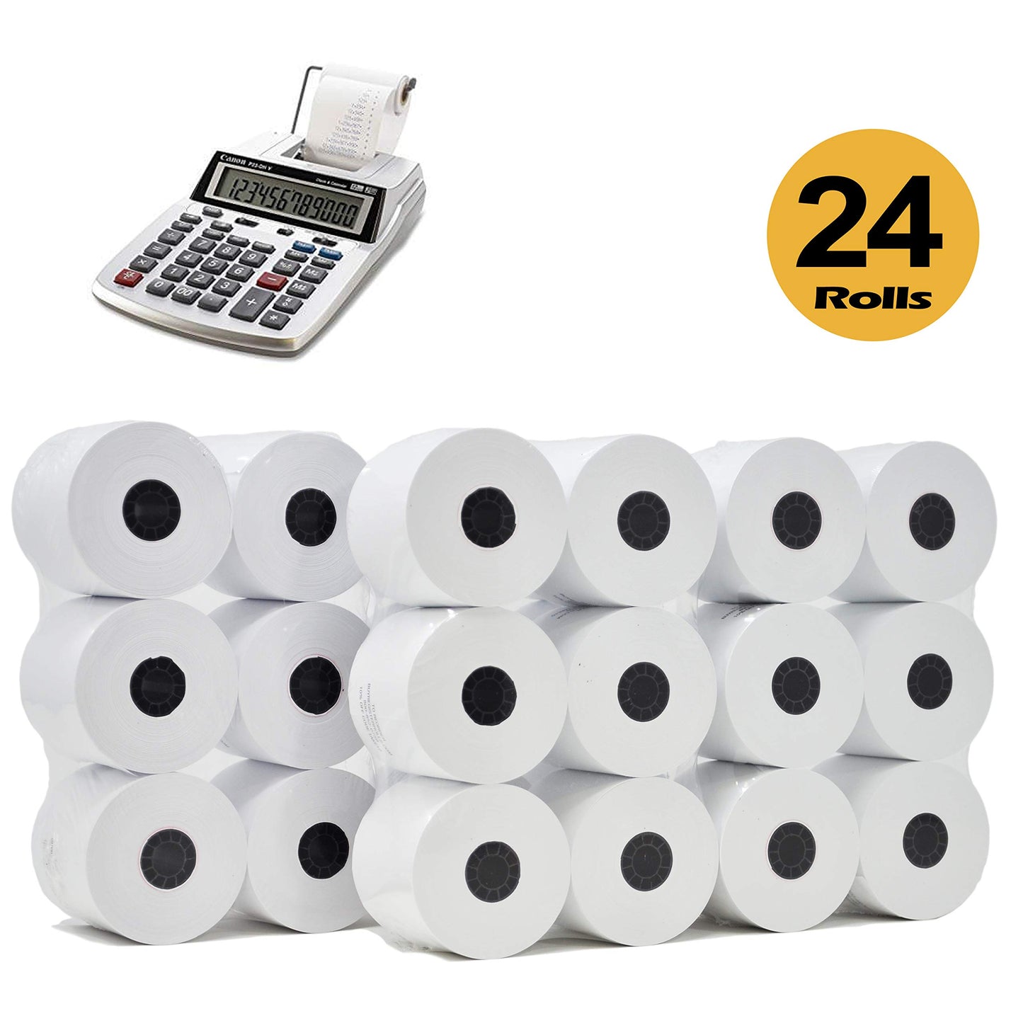 (24 Rolls) 2 1/4 x 150 ft White Adding Machine Tape Paper Rolls Premium One Ply Register Adding Machine/Calculator Paper Rolls Printing Calculator 10