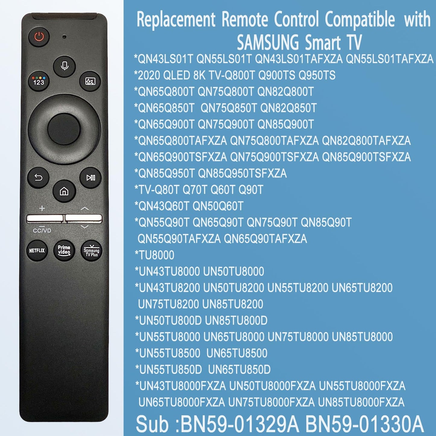 BN59-01329A BN59-01330A 2 in 1 Replacement Voice Remote Compatible with Samsung TV QN43LS01T QN55LS01T QN43LS01TAFXZA QN55LS01TAFXZA 2020 QLED 8K