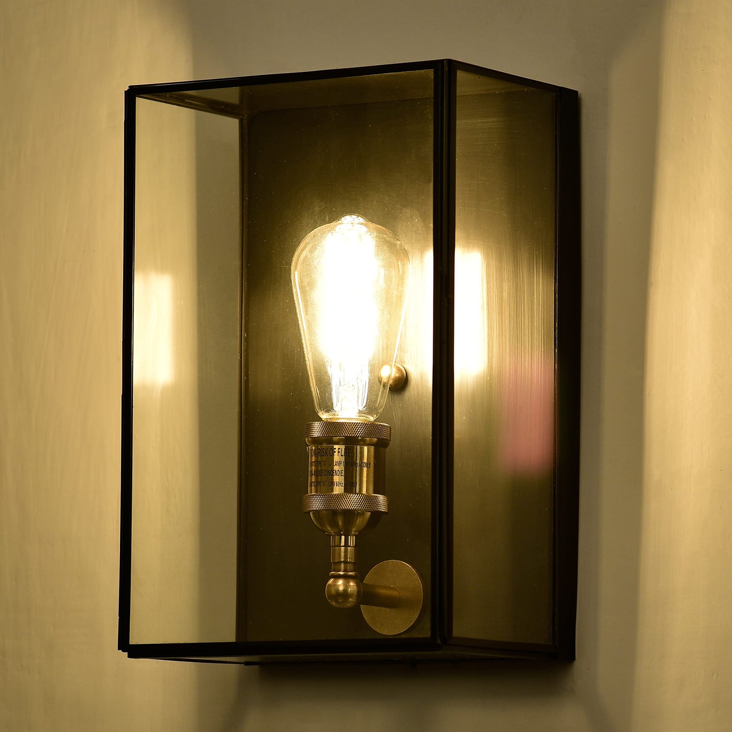 c cattleya Outdoor Wall Light Fixture, Brass Exterior Wall Lantern, Waterproof Outdoor Wall Sconce Front Porch Light with Unique Door Design