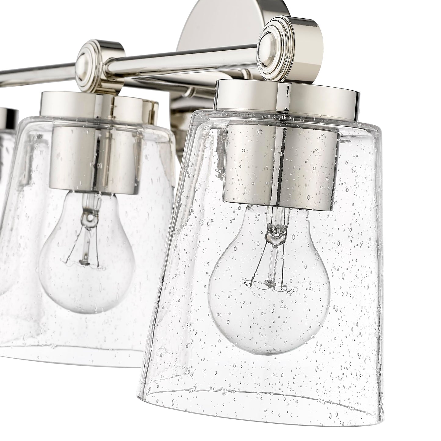 ML Lighting | Lauryn Collection | 22003-PN | 3 Light Vanity in Polished Nickel Finish with Clear Seeded Glass Shade | Versatile Design That adds