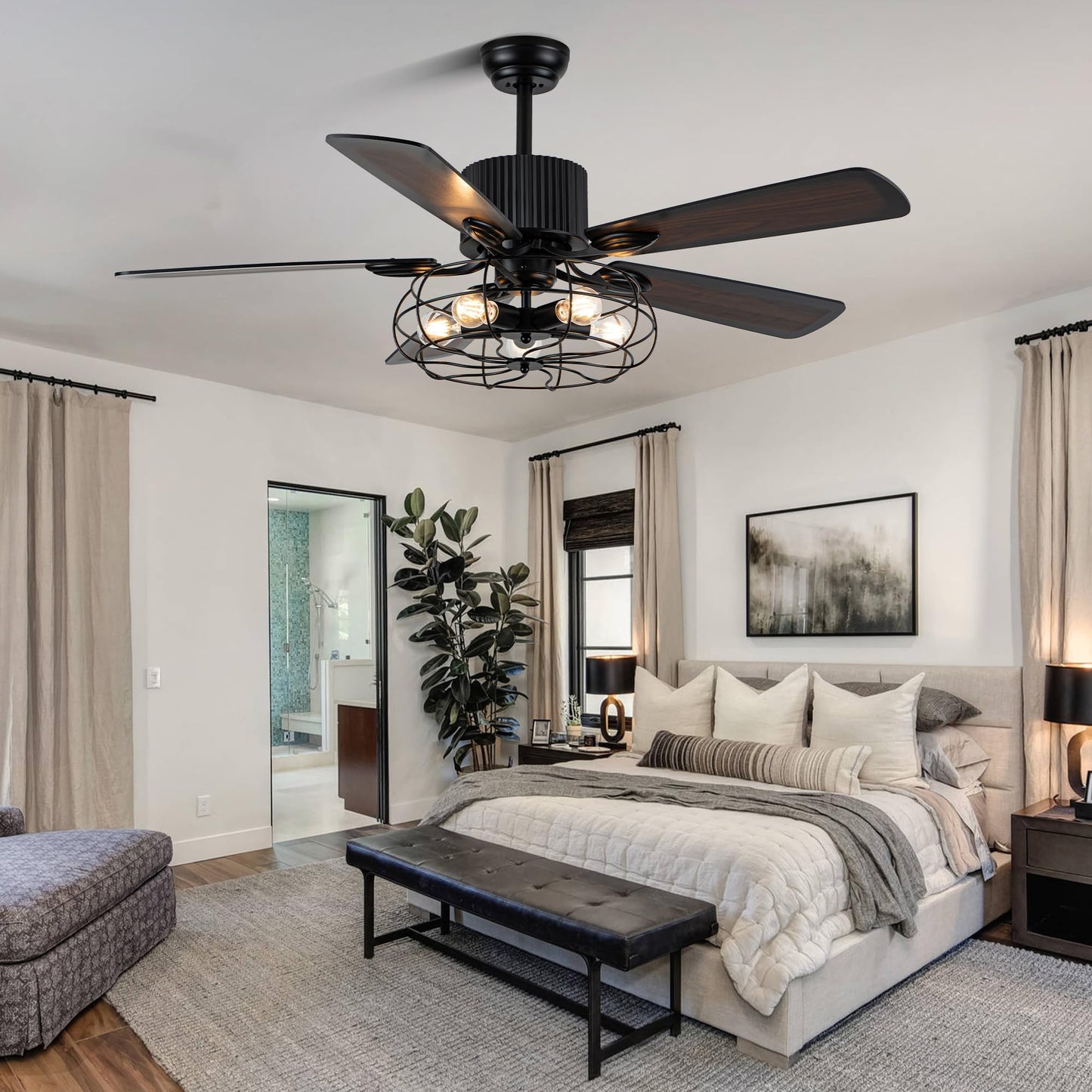 Dawn Whisper 52 Inch Farmhouse Ceiling Fans with Lights for Living Room