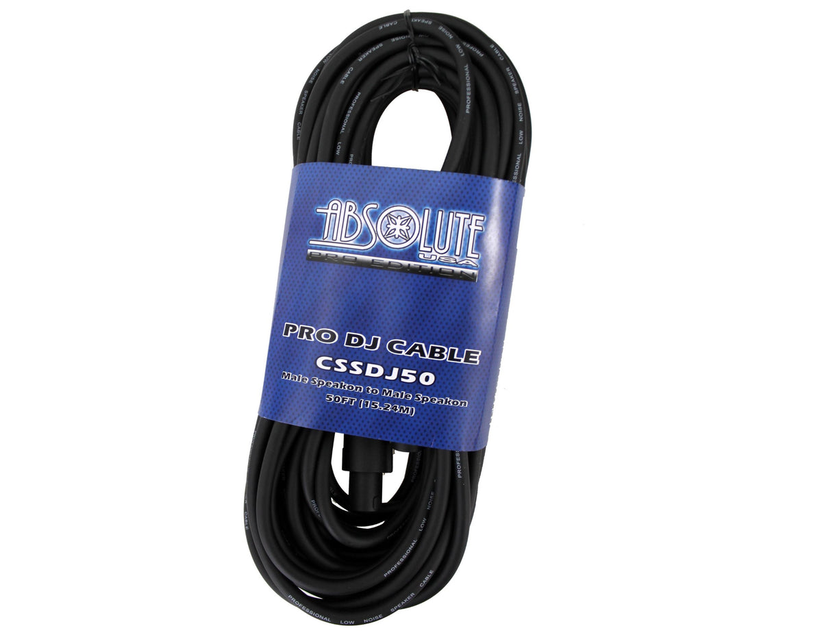 Absolute CSSDJ50 50-Feet Speakon Male to Speakon Male Connector Professional Speaker Cable