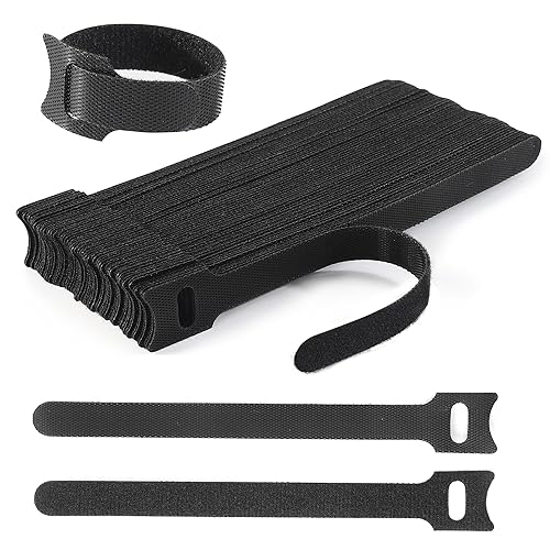 Nettbe Reusable Cable Ties, 60 PCS 8 Inches Adjustable Cord Straps Wire Organizer Cord Wrap and Hook Loop Cable Management