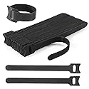 Nettbe Reusable Cable Ties, 60 PCS 8 Inches Adjustable Cord Straps Wire Organizer Cord Wrap and Hook Loop Cable Management