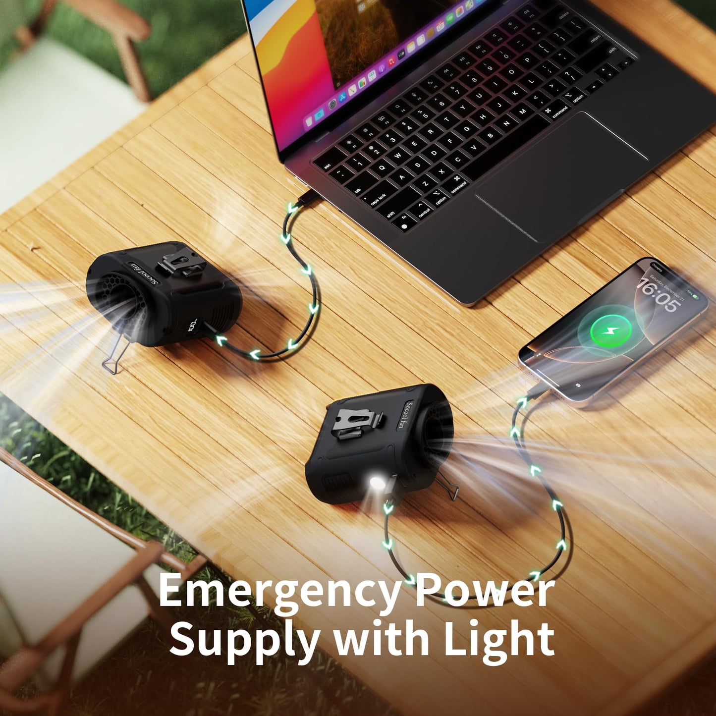 Socool 10000mAh Portable Waist Fan Clip on Wearable Belt Personal Fan Rechargeable Battery operated With 5 Speeds & Flashlight Neck Hands-Free 40H