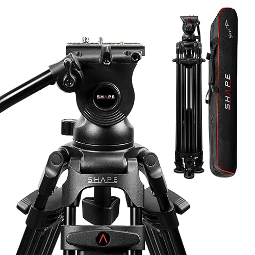 Shape Aluminum Professional Tripod for Camera - Heavy-Duty Tripod with Fluid Head, Mid-Level Spreader, Telescopic Handle & Bag - 22 lb Load Capacity