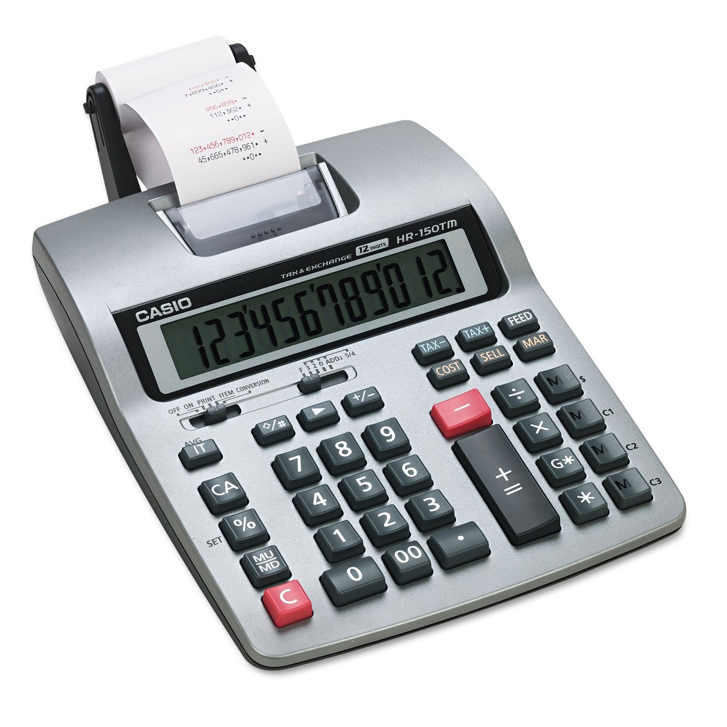 Casio HR150TM HR-150TM Two-Color Printing Calculator, Black/Red Print, 2.4 Lines/Sec