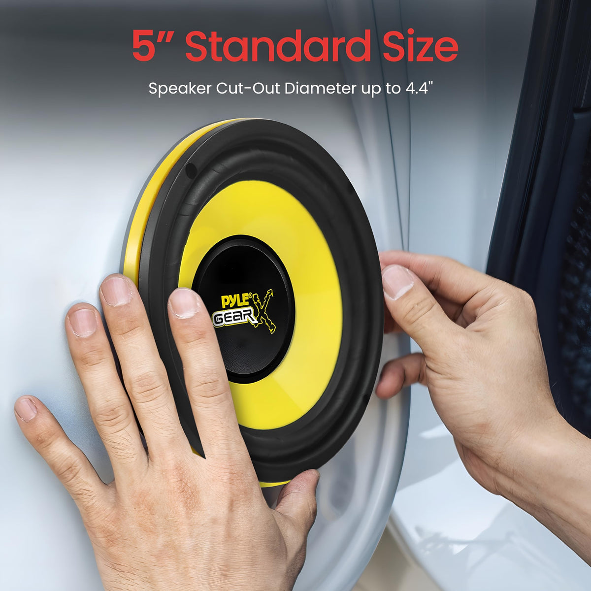 Pyle Car Mid Bass Speaker System, 5" 200W 4 Ohm Auto Mid-Bass Component Poly Woofer Audio Sound Speakers for Car Stereo, 30 Oz Magnet, 2.32” Mount Depth, Cone, High Temp Aluminum Voice Coil (Yellow)