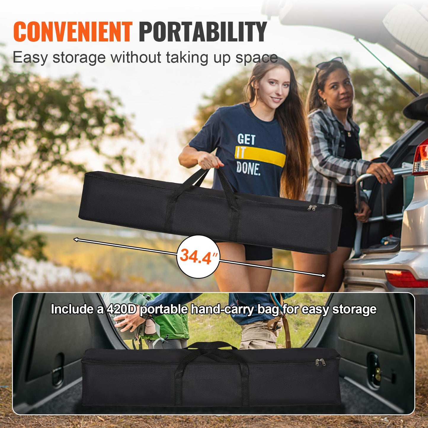 VEVOR Projector Screen with Stand, 120 inch 16:9 4K 1080 HD Outdoor Movie Screen with Stand, Wrinkle-Free Projection Screen with Tripods and Carry