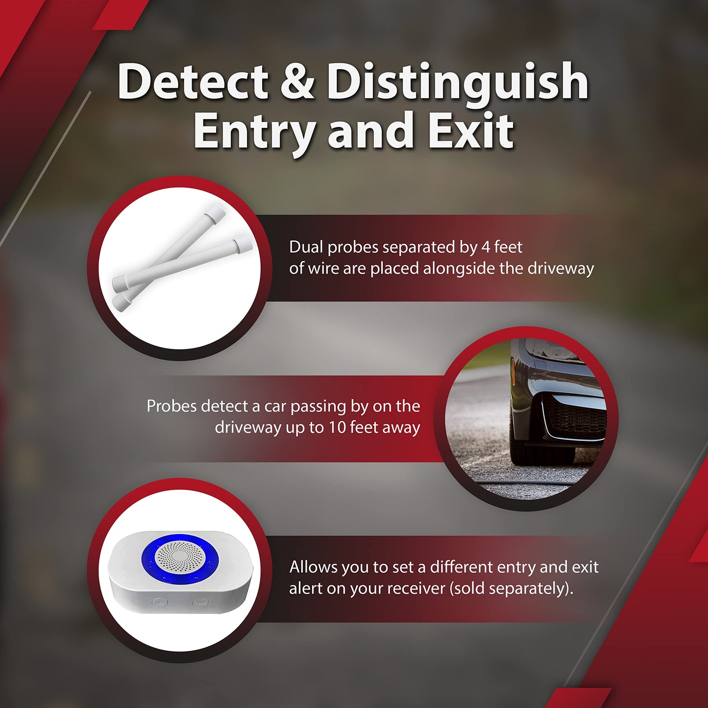 Dakota Alert Driveway Alarm System -DAPT-4000 Outdoor Directional Vehicle Sensor & Detector, Driveway Alarms Wireless Outside Weatherproof, 1 Mile