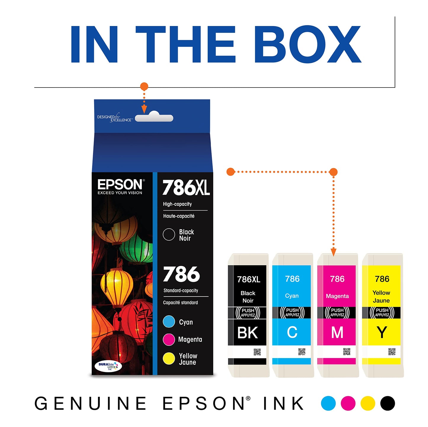 EPSON T786 DURABrite Ultra -Ink High Capacity Black & Standard Color -Cartridge Combo Pack (T786XL-BCS) for Select Workforce Printers