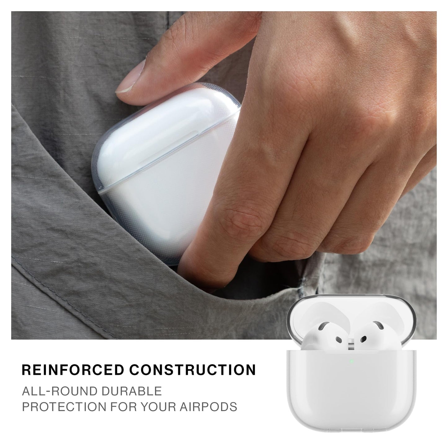 Native Union (Re) Clear Case for AirPods 4 - 100% Recycled - Supports Wireless Charging - Compatible with AirPods 4