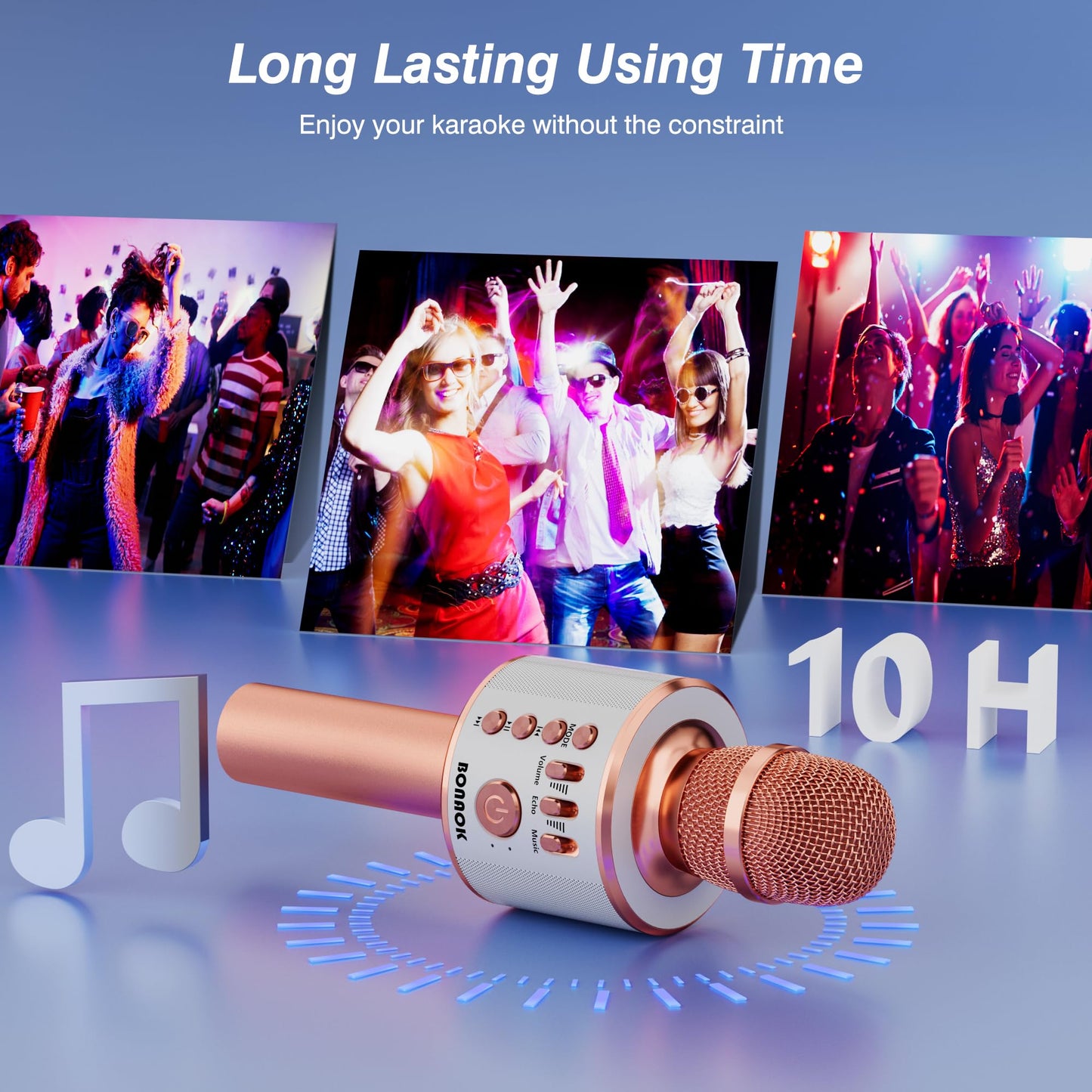BONAOK Wireless Bluetooth Karaoke Microphone,3-in-1 Portable Handheld Karaoke Mic Speaker Machine Home Party Birthday for All Smartphones PC(Q37 Rose