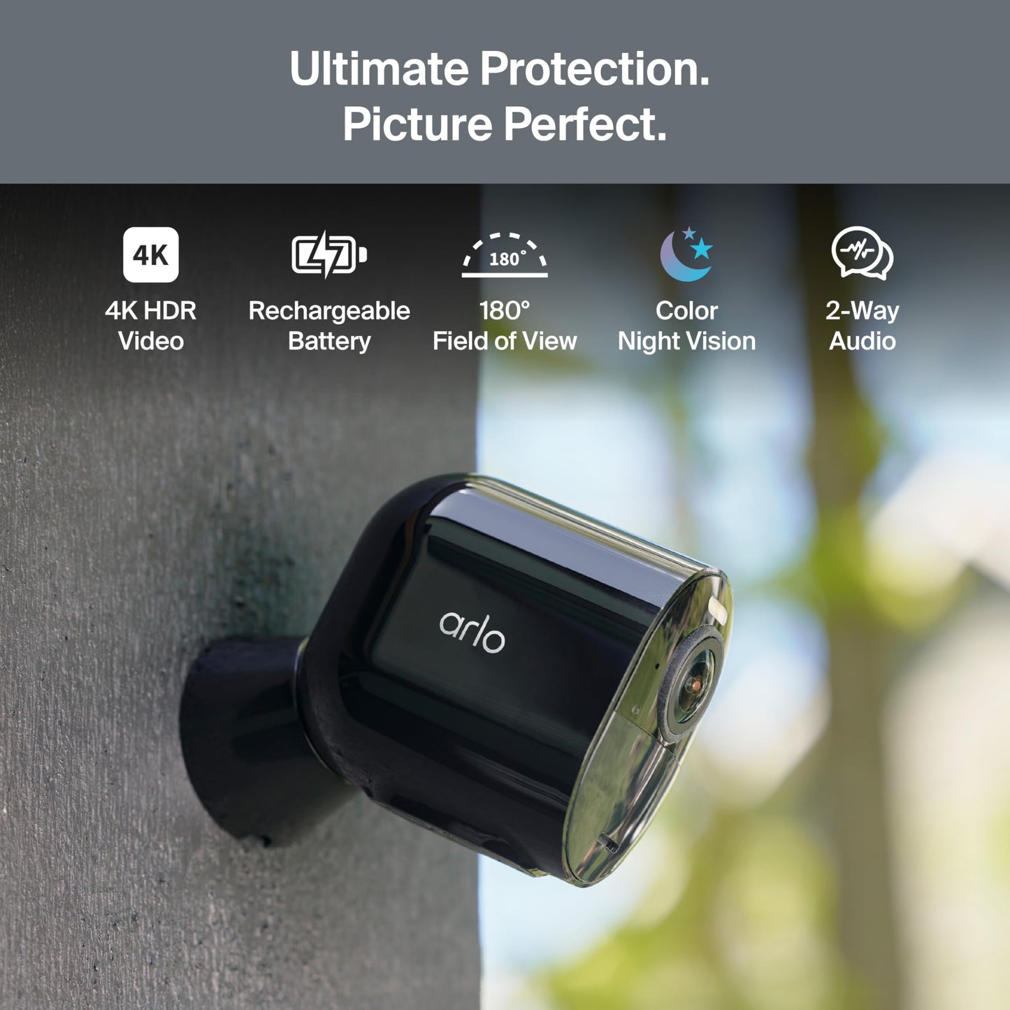 Arlo Ultra Outdoor Security Camera 4K HDR (3rd Gen, 2025 Release) + SmartHub, Battery Power, Emergency Response, AI Event Captions, 1-Month Trial