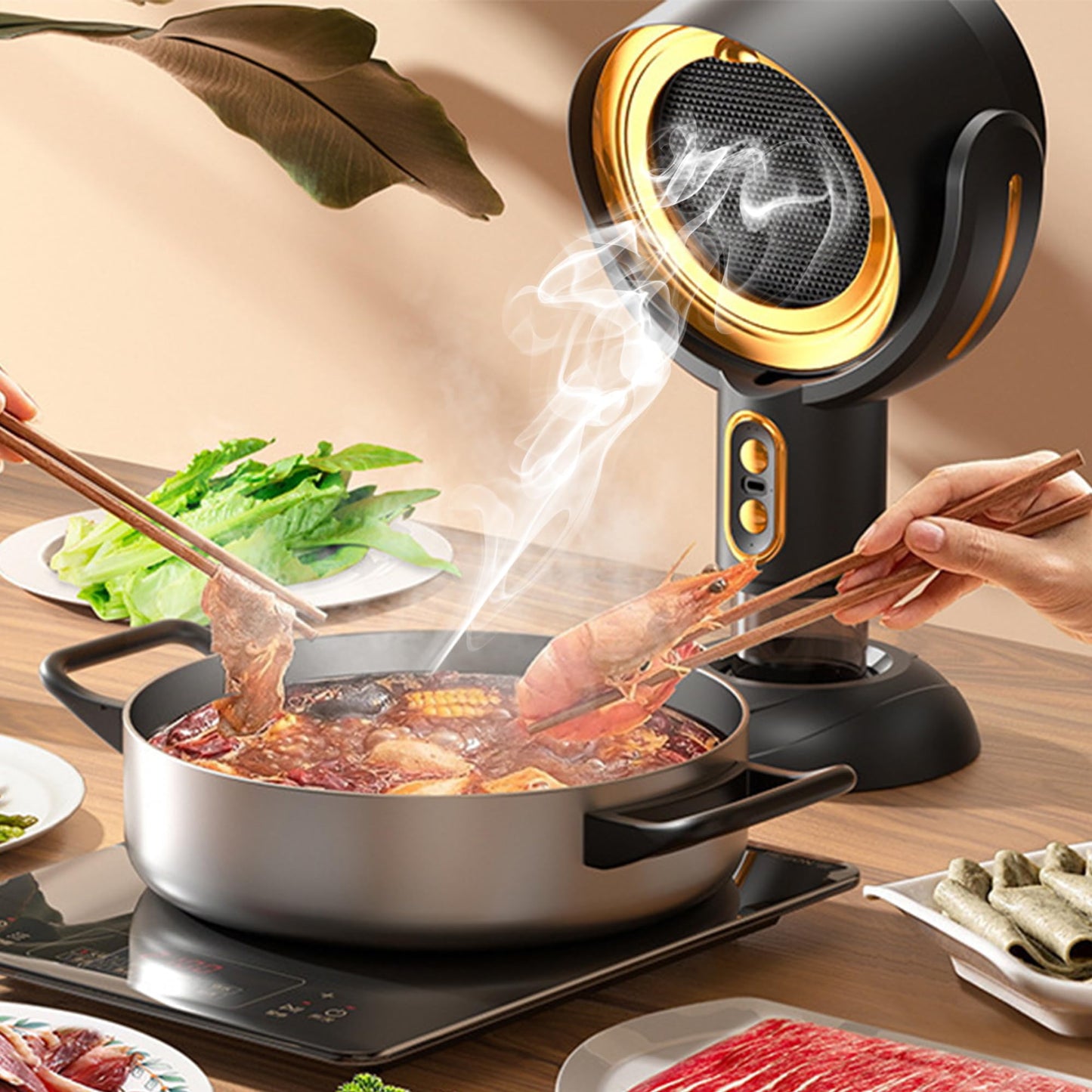 Smoke fan for Smoking Indoors &Adjustable Angle Smoke Trap, Portable Adjustable Angle Tabletop for Indoor BBQ, Hot Pot & Kitchen