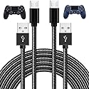 PS4 Controller Charger Cable 2-Pack 10FT Nylon Braided Micro USB Cord Play and Charger Data Sync Cord for PS4 Pro/ PS4 Slim/ DualShock 4, Xbox One