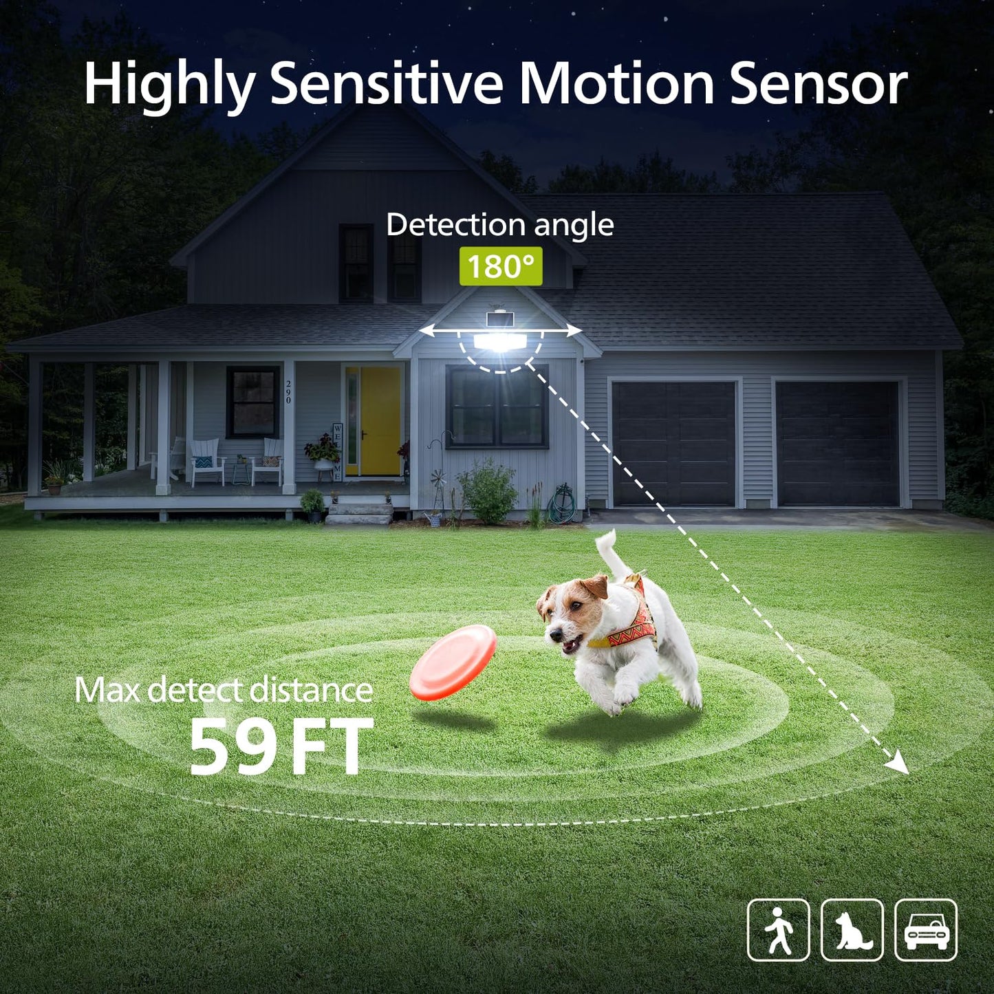 Philips 3600LM Solar Security Lights, 5000K Waterproof Dimmable LED Motion Sensor Outdoor Lights, 3 Adjustable Heads w/16ft Cable, Separate Solar