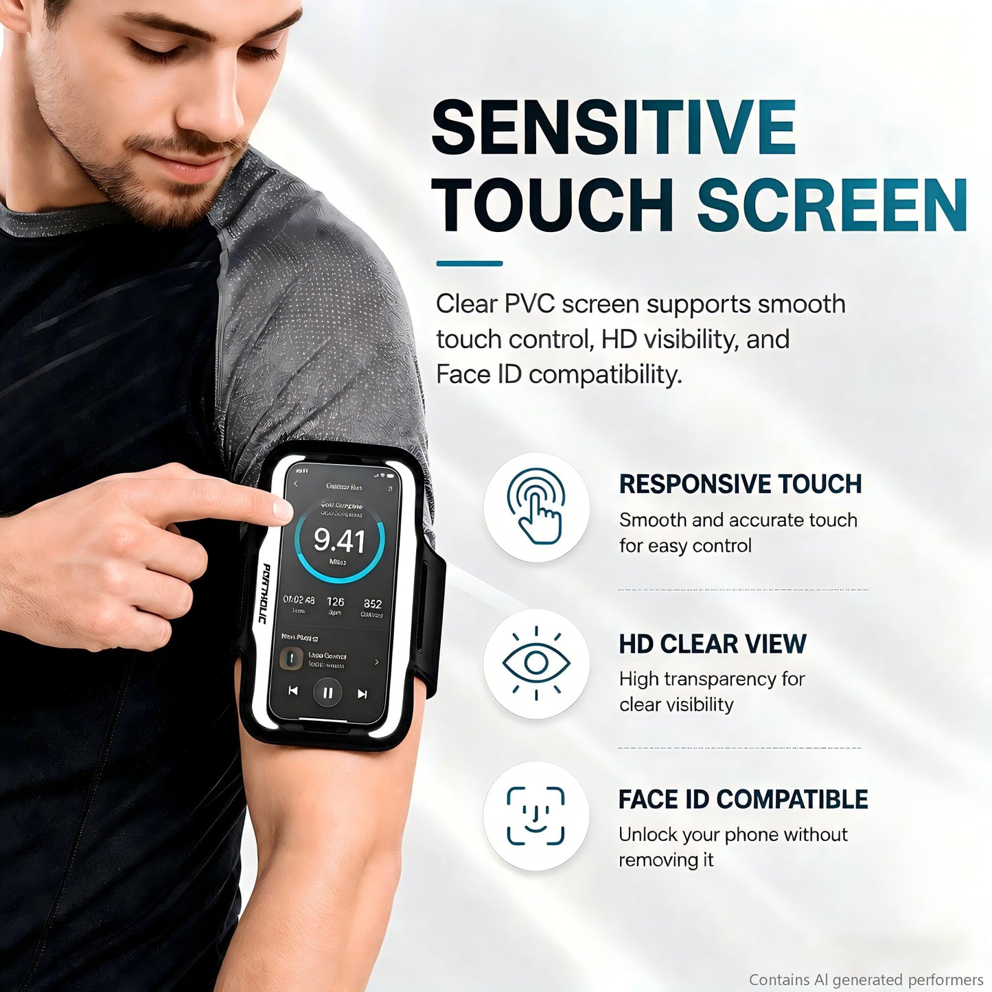PORTHOLIC 2025 Running Armband Water Resistant Sports Phone Holder Case with Extension Strap, Key Card Slot Up to 6.9" Phone for iPhone 17/16/15/14/13