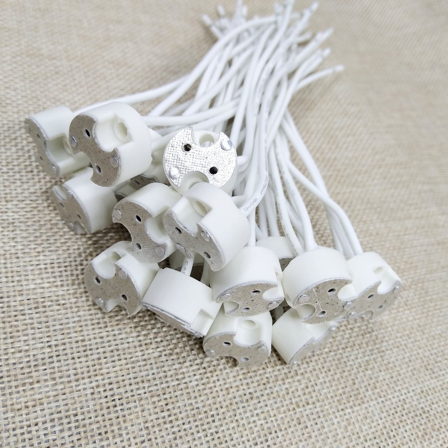6 pcs G8 Base Porcelain Halogen Socket G8 LED Light Bulb Ceramic Socket with 6" Leads Wire Connector for Retrofit Halogen Light Bulb