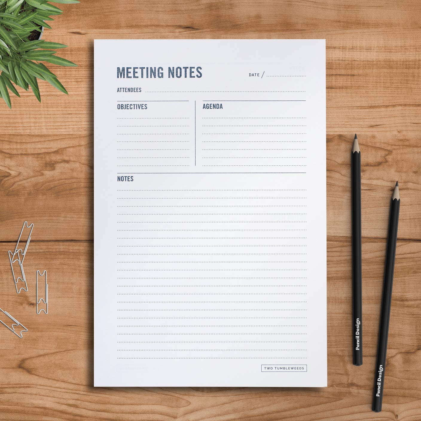 Meeting Notes Notepad - 6x9" - Double Sided Planning Pad - Objectives, Notes, Action Items & Follow-Ups - Undated Meeting Agenda - 50 Double-Sided