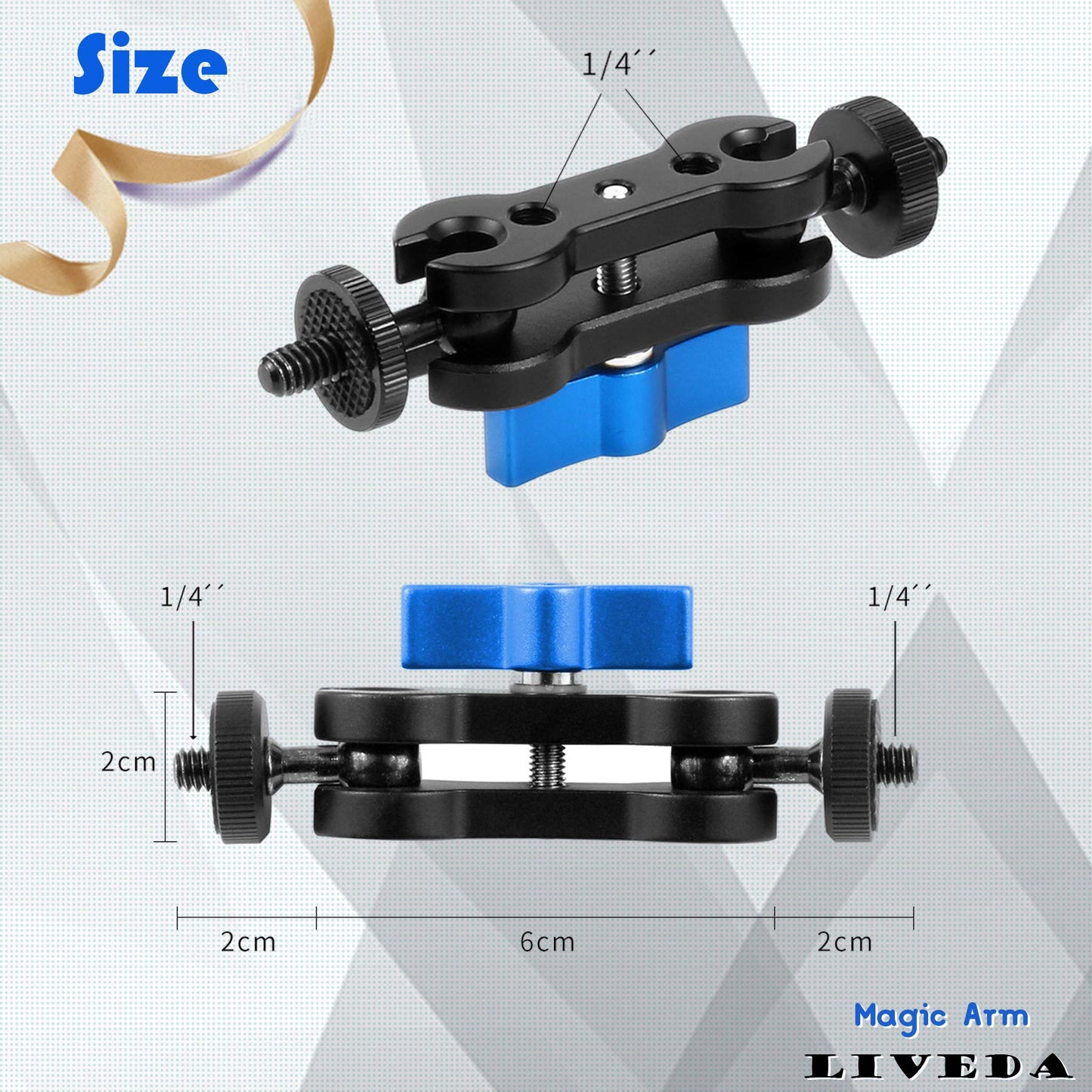 Mini Magic Arm with Double Ballhead 1/4" Screw Adapters& Metal Articulating Arm, Universal Bracket Monitor Mount Bracket for SLR Camera, Small