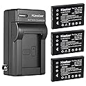 Kastar 3-Pack Battery and AC Wall Charger Replacement for Panasonic CGA-S301 CGA-S302A VW-VBA10 VW-VBA20 VW-VBA21 CA-PD8D, Panasonic SV-AS3A SV-AV10