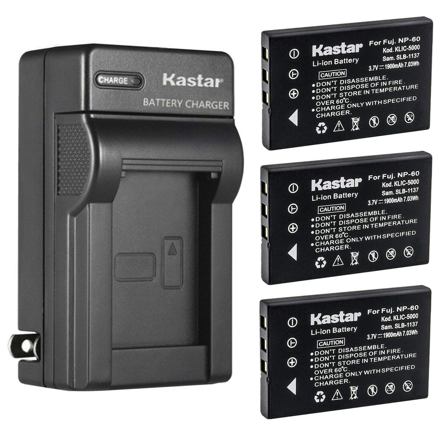 Kastar 3-Pack Battery and AC Wall Charger Replacement for Panasonic CGA-S301 CGA-S302A VW-VBA10 VW-VBA20 VW-VBA21 CA-PD8D, Panasonic SV-AS3A SV-AV10