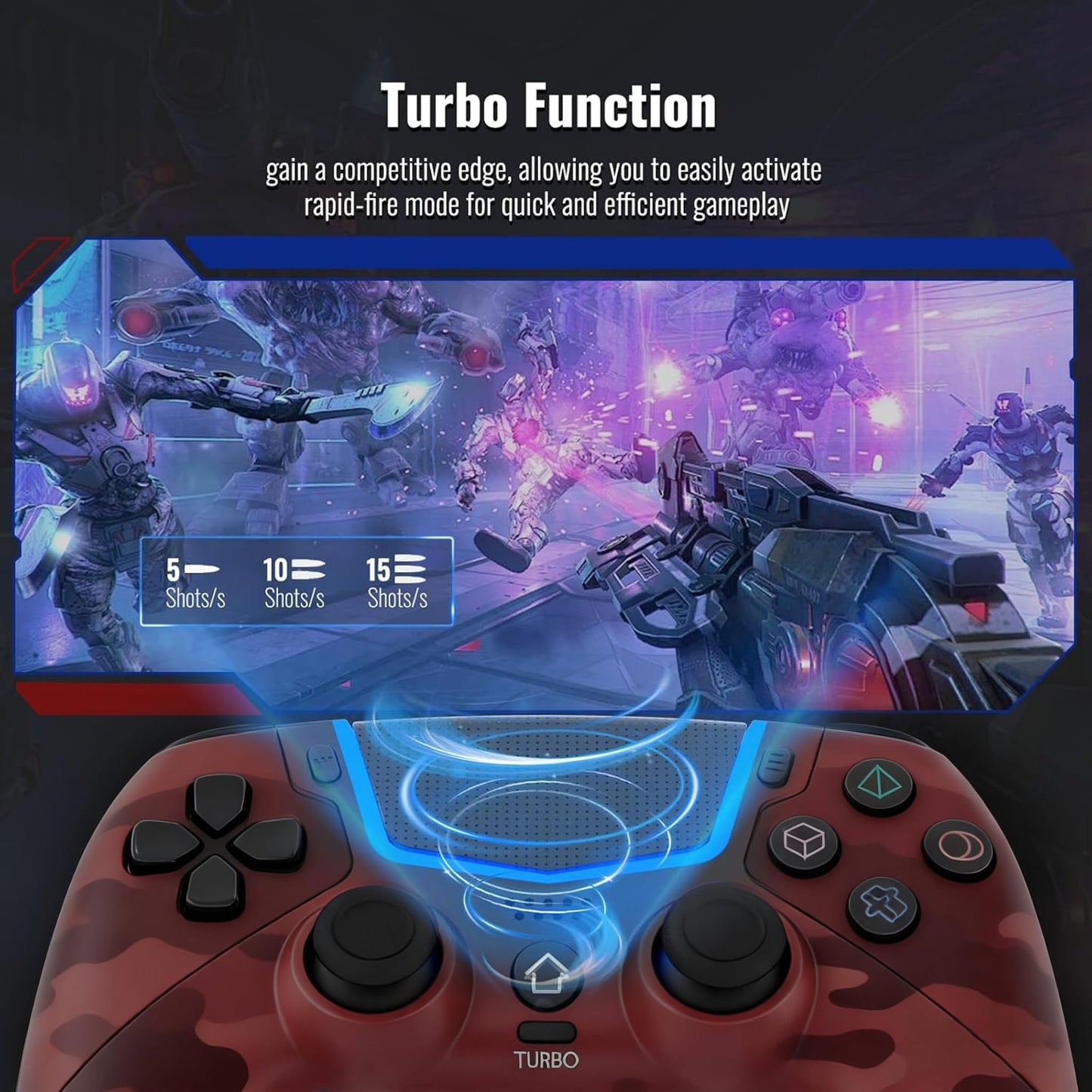 Linhugame Wireless Controller for PS5, Compatible With PS5/Pro/Slim/PC, Bluetooth Gaming Controller with Hall Joysticks/LED Channel Light/Turbo/6-Axis