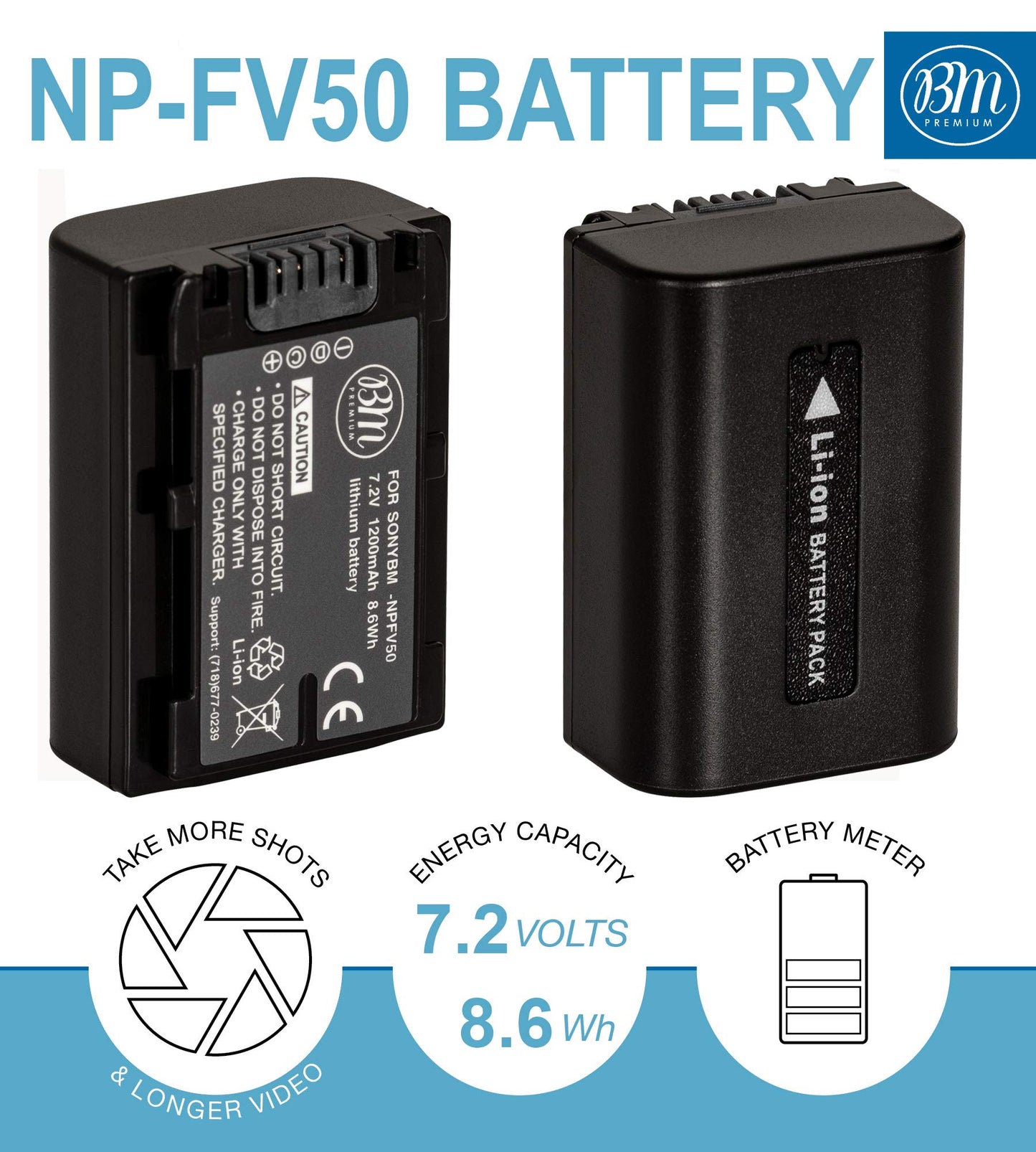 Big Mike's BM Premium Pack of 2 NP-FV50 Batteries for Sony HDR-PJ200 HDR-PJ260V HDR-PJ580V Handycam Camcorder + More!!